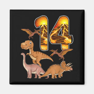 14. Geburtstag Dinosaurier T-rex 14 Jahre alter Ge Magnet