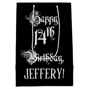 14. Geburtstag: Extravagant, elegant, Script + Ind Mittlere Geschenktüte