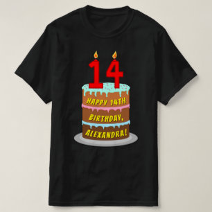 14. Geburtstag — Fun Cake & Candles, w/Individuell T-Shirt