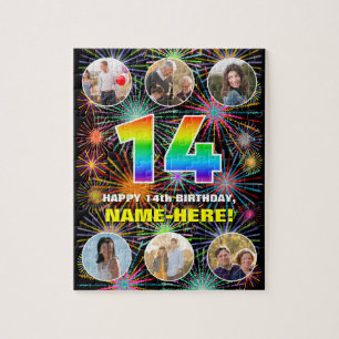 14. Geburtstag: Fun Rainbow #, Individuelle Name + Puzzle