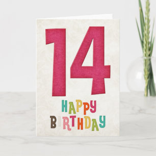 14. Geburtstag Happy Birthday Card Design Karte