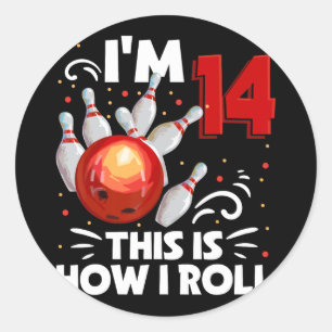 14. Geburtstag Junge Bowling So Roll ich 14 Ye Runder Aufkleber