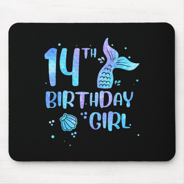 14. Geburtstag Mädchen Meerjungfrau 14. Kleinkinde Mousepad (Vorne)