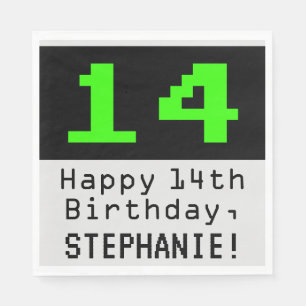 14. Geburtstag - Nerdy / Geeky Style "14" & Name Serviette