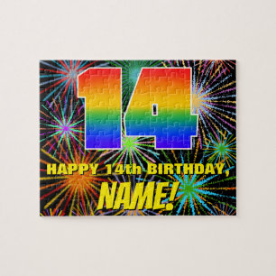 14. Geburtstag: Spaß, bunte feierliche Feuerwerke Puzzle