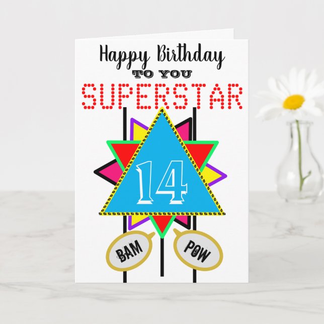 14. Geburtstag Superstar Blue Edit AGE Karte (Kleine Pflanze)