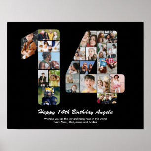 14. Geburtstags Ausgabe 14 Individuelle Fotocollag Poster