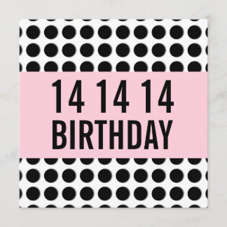 14. Geburtstags-Party-Schablonen-Polka-Punkte A14A Einladung