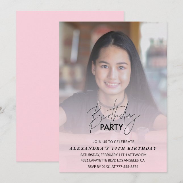 14. Geburtstagseinladung Geburtstagsparty Foto pin Einladung (Vorne/Hinten)