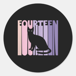 14. Geburtstagsgeschenk Niedlicher Katze Fan 14 Ja Runder Aufkleber
