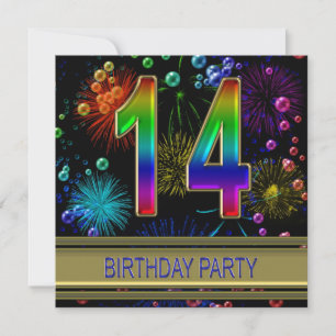 14. Geburtstagsparty Einladung mit Blasen