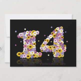 14. Geburtstagsparty mit Blumenbriefen Einladung