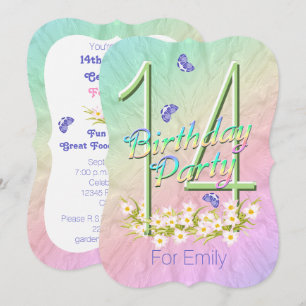 14. Geburtstagsparty Rainbow Garden Einladungen