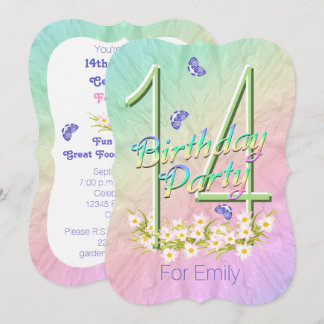 14. Geburtstagsparty Rainbow Garden Einladungen