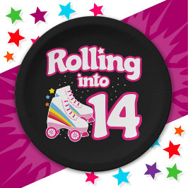 14. Geburtstagsroller Skaten 14 Jahre alter Skate Pappteller