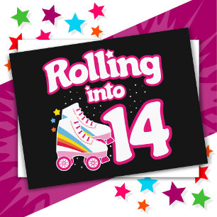 14. Geburtstagsroller Skaten 14 Jahre alter Skate Postkarte