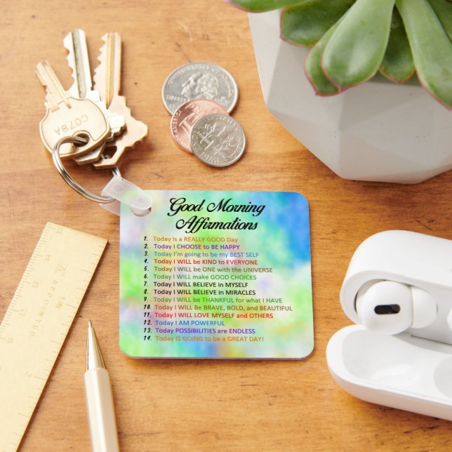 14 Gute Morgennachweise für ein positives Leben Schlüsselanhänger (Schreibtisch)