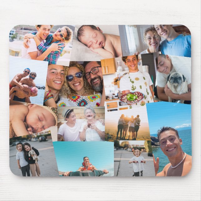 14 Haphazardly Overlapping Photos Collage Template Mousepad (Vorne)