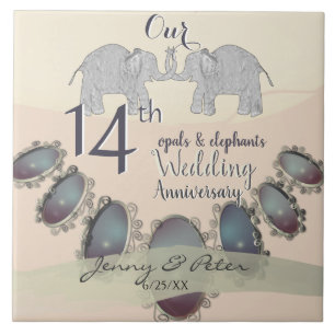 14. Hochzeit-Anniversary-Opal & Elefanten Fliese