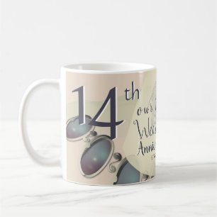 14. Hochzeit-Anniversary-Opal & Elefanten Kaffeetasse