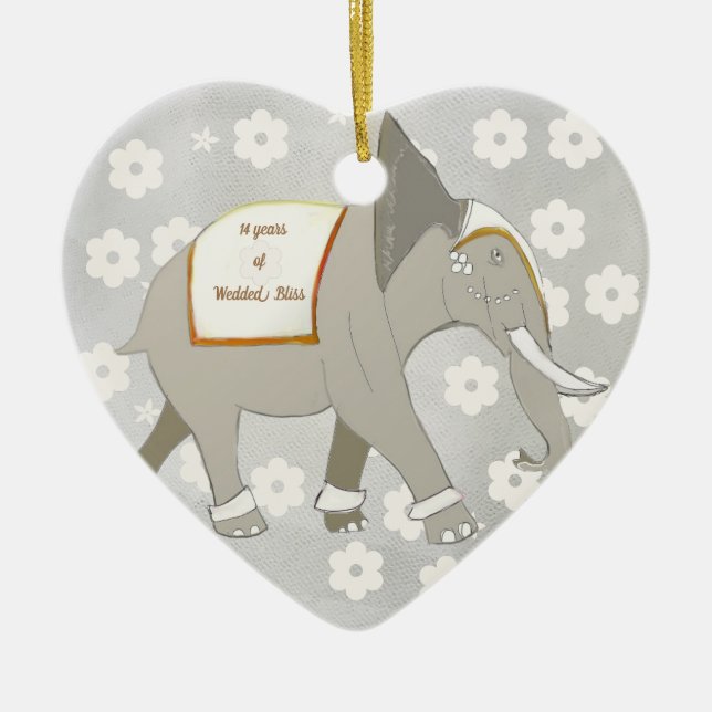 14. Hochzeit-Jubiläum-Elefant Keramik Ornament (Vorne)