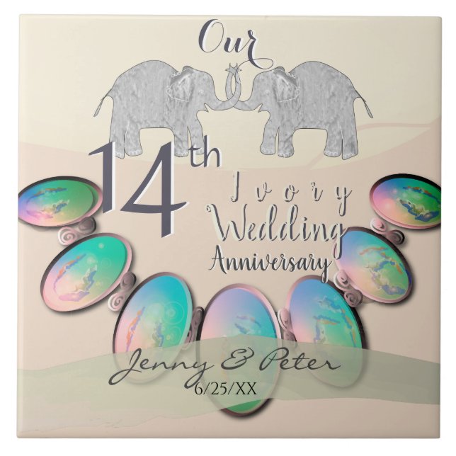 14. Hochzeitopfer und Elefanten Fliese (Vorderseite)
