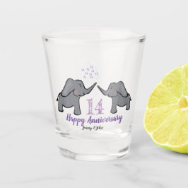14. Hochzeitstag Elfenbeinhochzeit süsser Elefant Schnapsglas