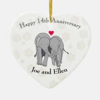 14. Hochzeitstag, Elfenbeinjubiläum Keramik Ornament