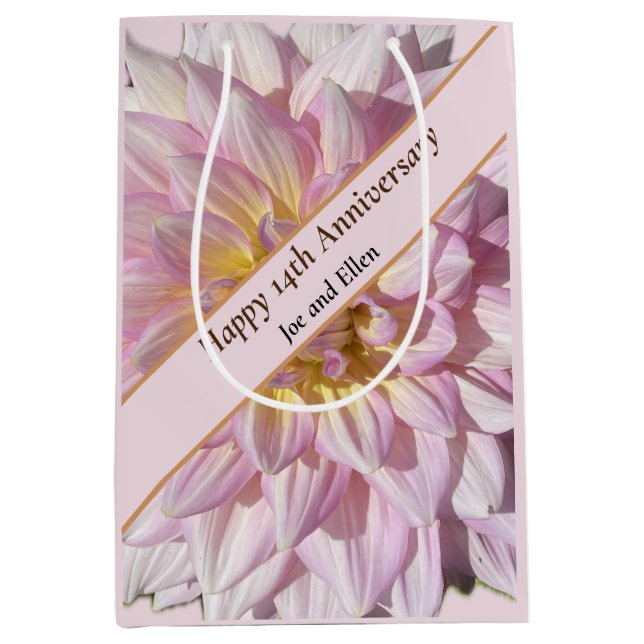 14. Hochzeitstag Mittlere Geschenktüte (Vorderseite)