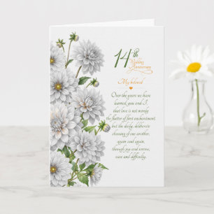 14. Hochzeitstag Sentimentale Weiße Dahlien Karte