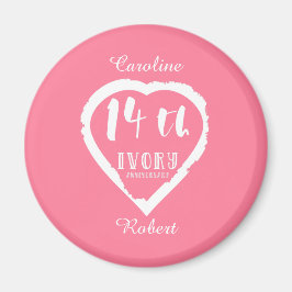14. Hochzeitstag Traditionelles Elfenbein Magnet