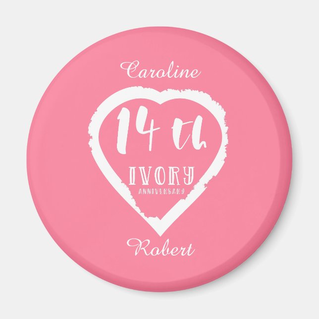14. Hochzeitstag Traditionelles Elfenbein Magnet (Vorne)