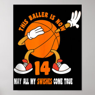 14 Jahre Altes Glück 14. Geburtstag Basketball 14. Poster
