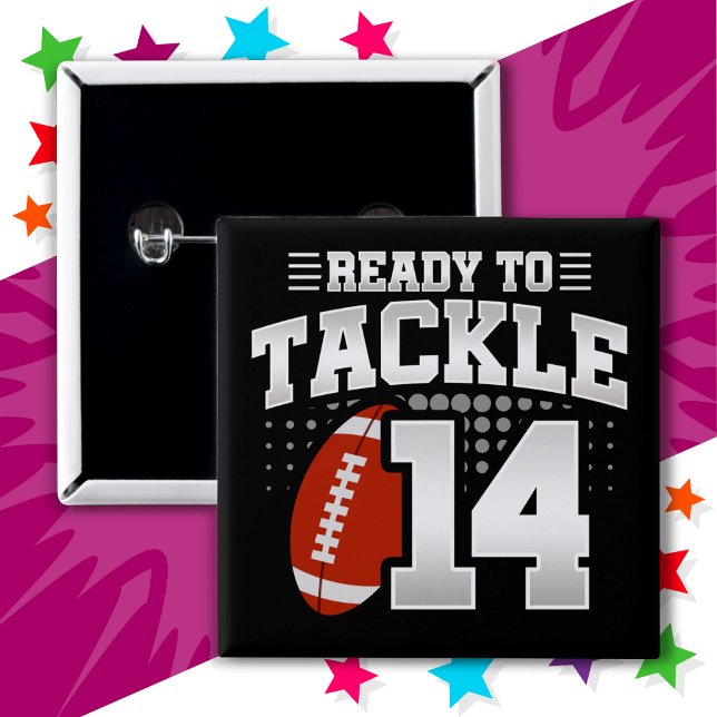 14 Jahre altes Tackle Football Party 14. Geburtsta Button (Von Creator hochgeladen)