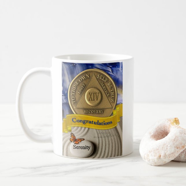 14 Jahre INDIVIDUELLE NAME OM Jubiläum Serenity Kaffeetasse (Mit Donut)