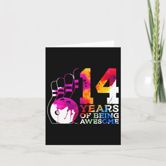 14 Jahre Phantastischer Bowling 14. Geburtstag Karte (Vorderseite)