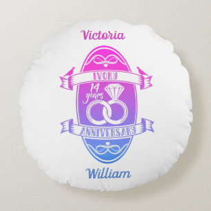 14 Jahre Traditionelles Elfenbein 14. Hochzeitstag Rundes Kissen