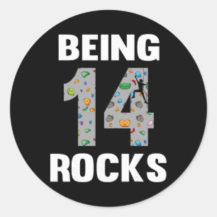 14-jähriger Boulder-Geburtstag 14. Kletterer bei Runder Aufkleber