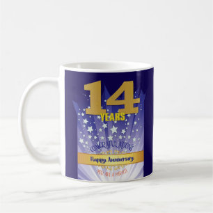 14-jähriges CUSTOM Erholung Jahrestag kühne Zahl Kaffeetasse