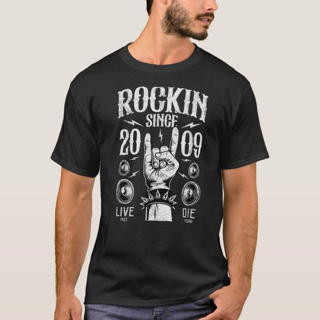14-jähriges Rockin seit 2009 Classic Roc T-Shirt (Vorderseite)
