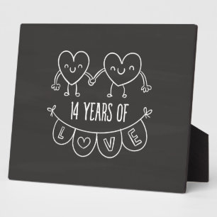 14. Jubiläum Geschenk Chalk Herzen Fotoplatte