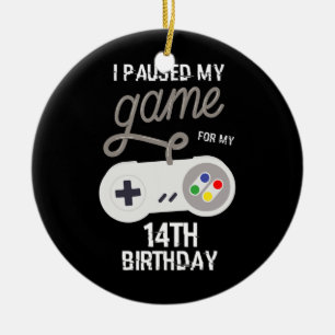 14. Jubiläum Paused My Game 14-jähriger Gamer Keramik Ornament