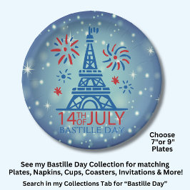 14. Juli Frankreich Nationaler Nationalfeiertag 7" Pappteller