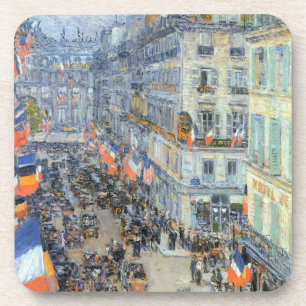 14. Juli, Rue Daunou von Childe Hassam Getränkeuntersetzer