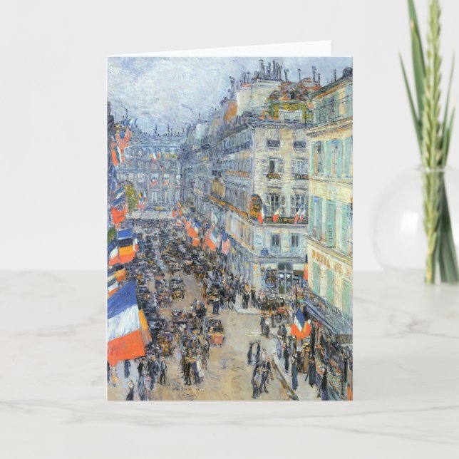 14. Juli, Rue Daunou von Childe Hassam Karte (Vorderseite)