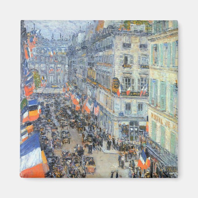 14. Juli, Rue Daunou von Childe Hassam Magnet (Vorne)