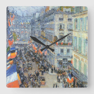 14. Juli, Rue Daunou von Childe Hassam Quadratische Wanduhr