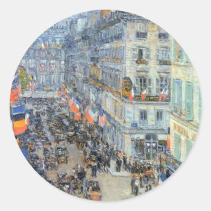 14. Juli, Rue Daunou von Childe Hassam Runder Aufkleber