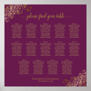 14 Lila Hochzeitssitzkarte Gold Poster