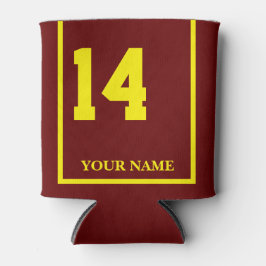 14 Maroon mit gelbem Sattelleder Dosenkühler